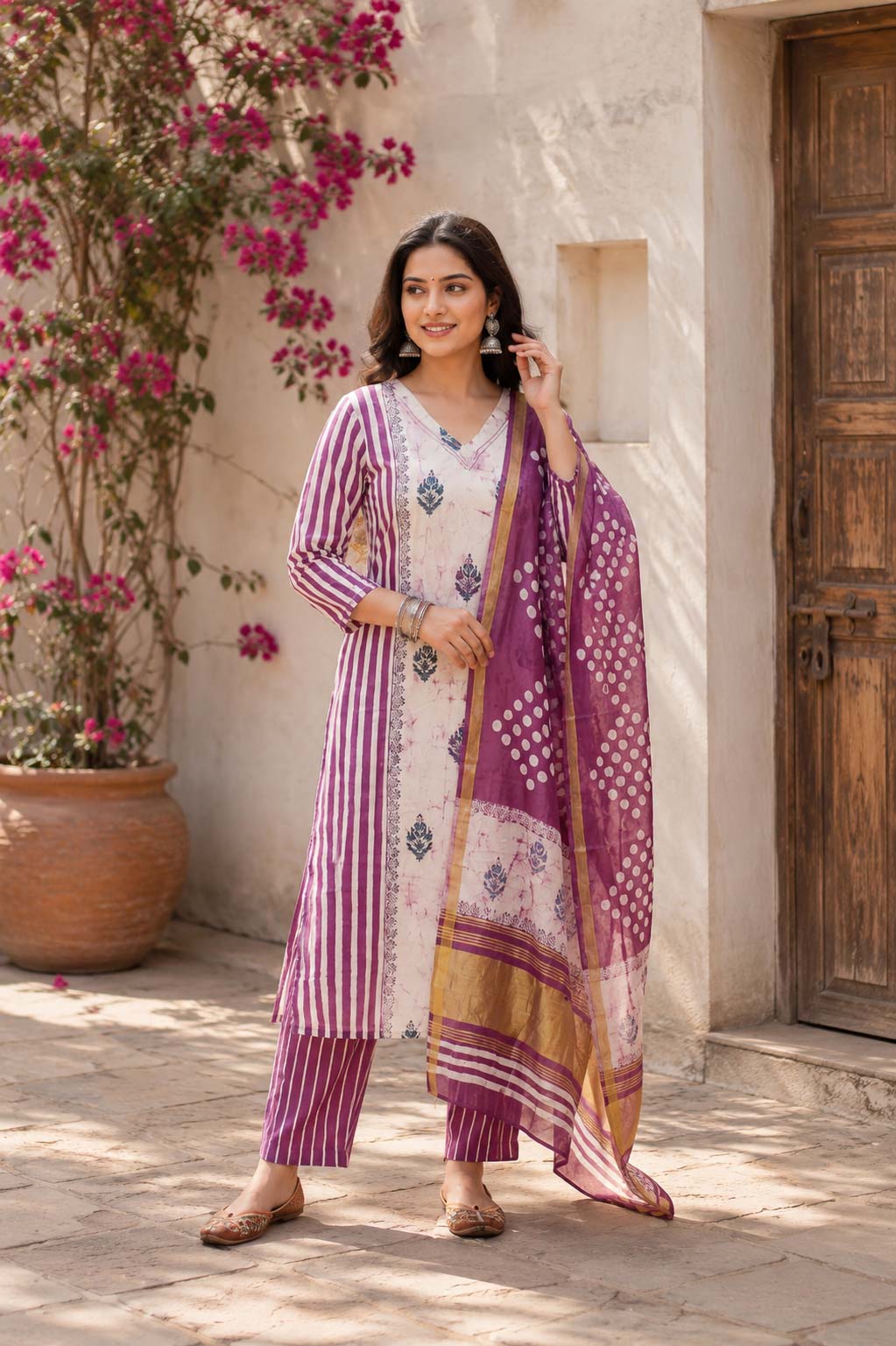 Gaji Silk Batik Print Kurthi Set